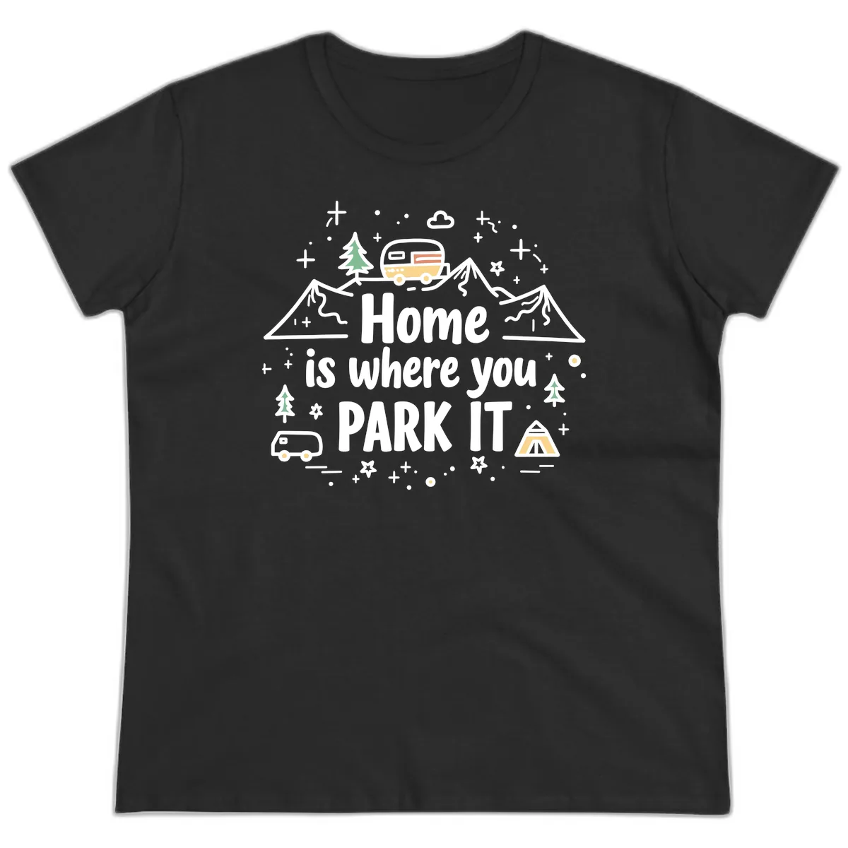 Home Is Where You Park It Ladies Tee in Black