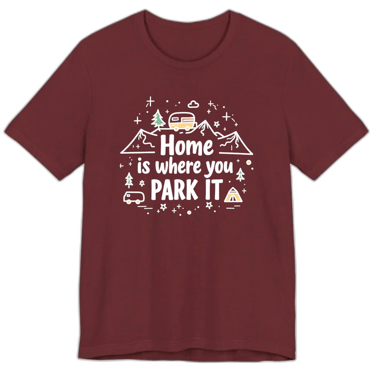 Home Is Where You Park It Premium T-Shirt in Heather Cardinal