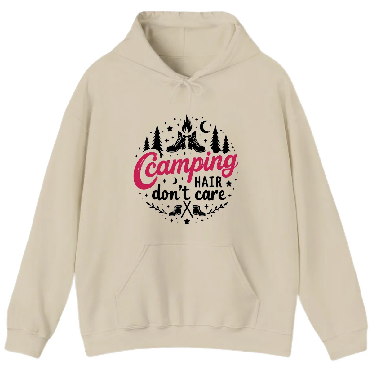 Camping Hair Don't Care Hoodie in Sand