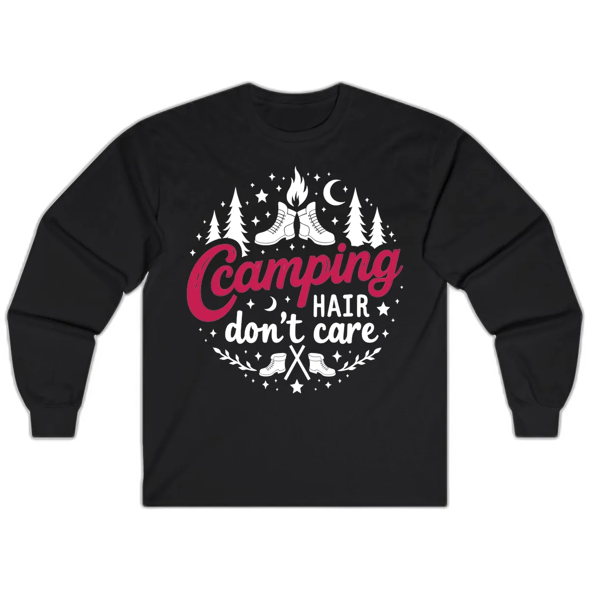 Camping Hair Don't Care Long Sleeve in Black