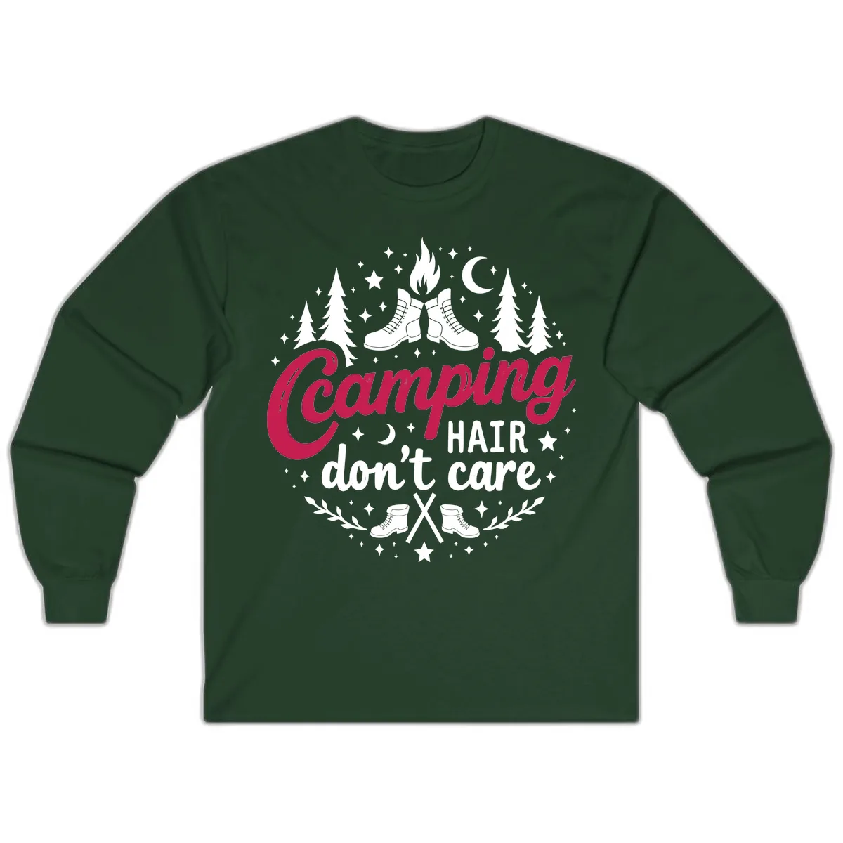 Camping Hair Don't Care Long Sleeve in Forest Green