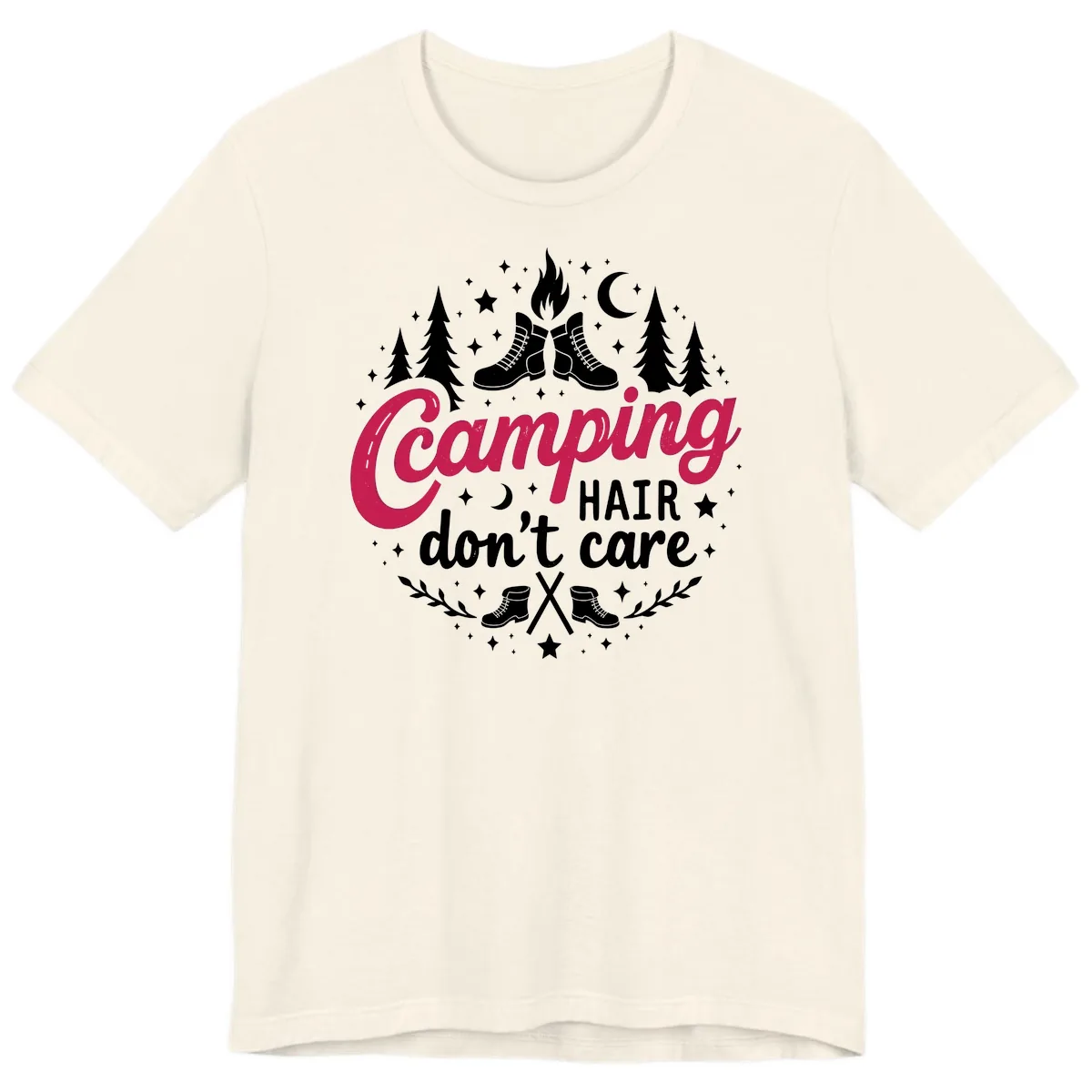 Camping Hair Don't Care Premium T-Shirt in Natural