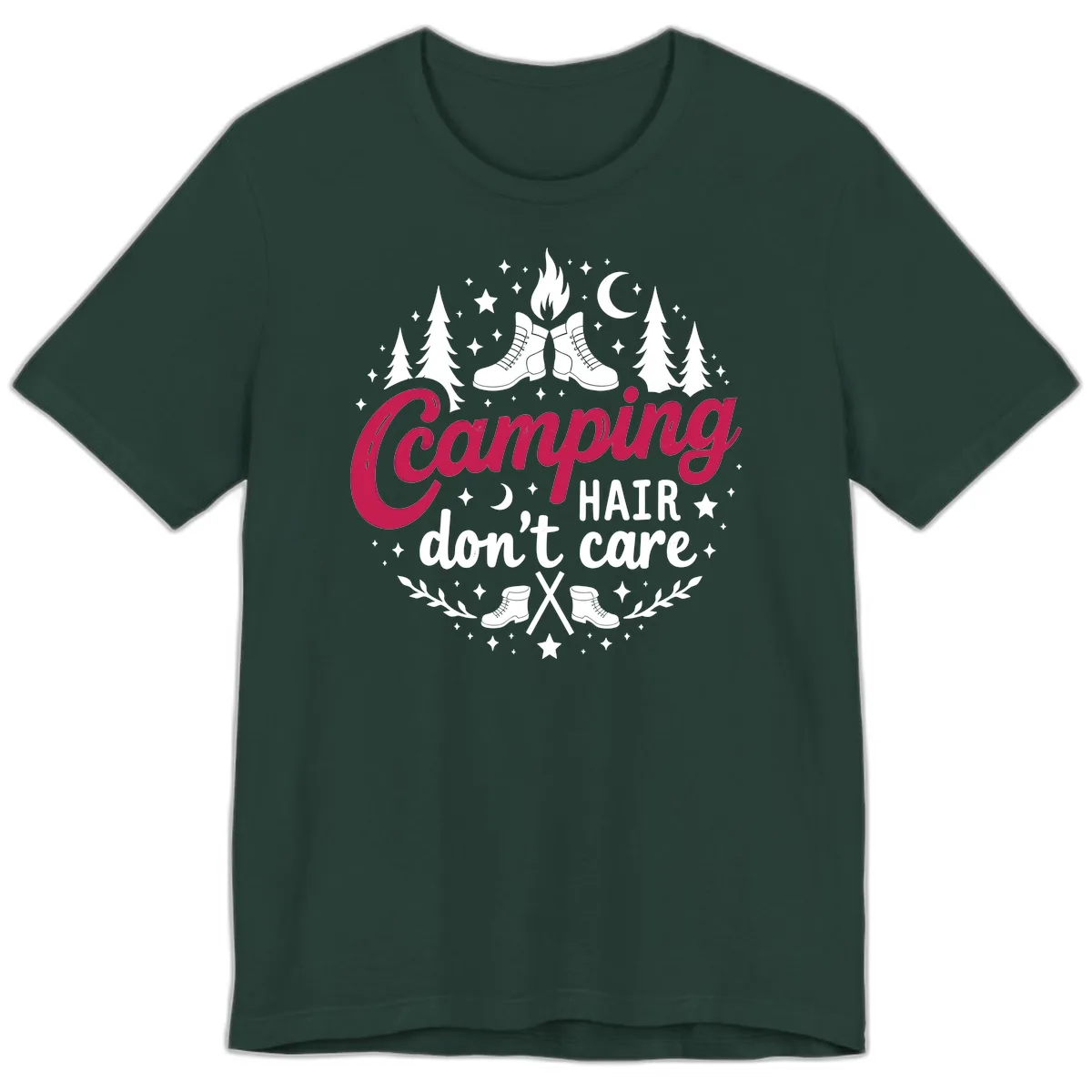 Camping Hair Don't Care Premium T-Shirt in Forest