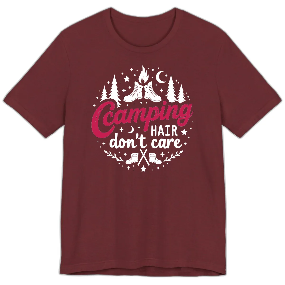 Camping Hair Don't Care Premium T-Shirt in Heather Cardinal