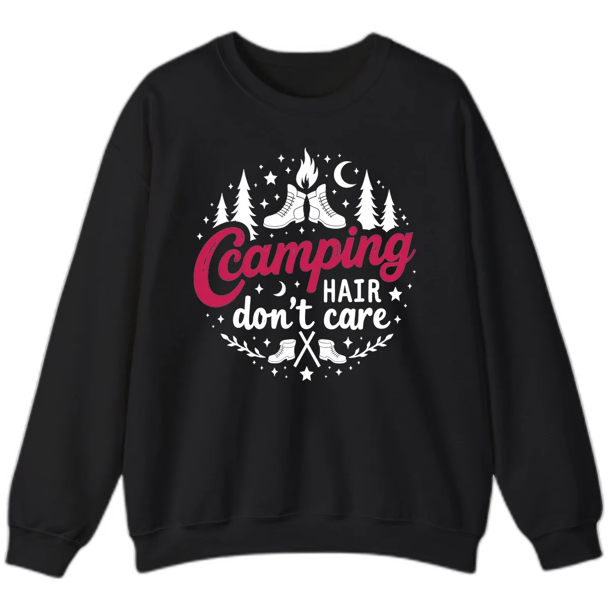 Camping Hair Don't Care Sweatshirt in Black