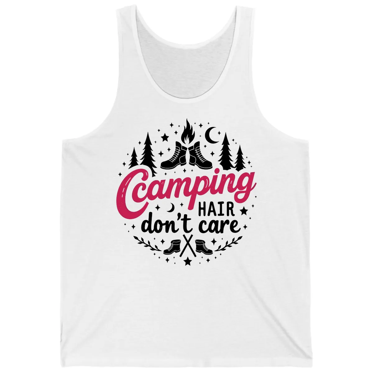 Camping Hair Don't Care Tank in White