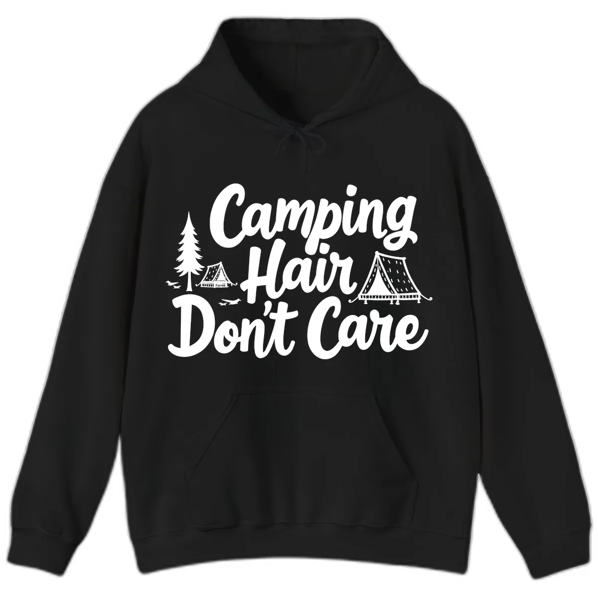 Camping Hair Don't Care Hoodie in Black