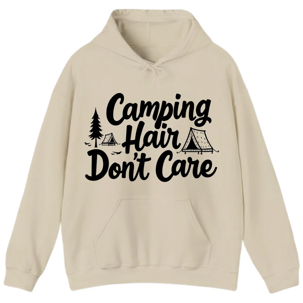 Camping Hair Don't Care Hoodie in Sand