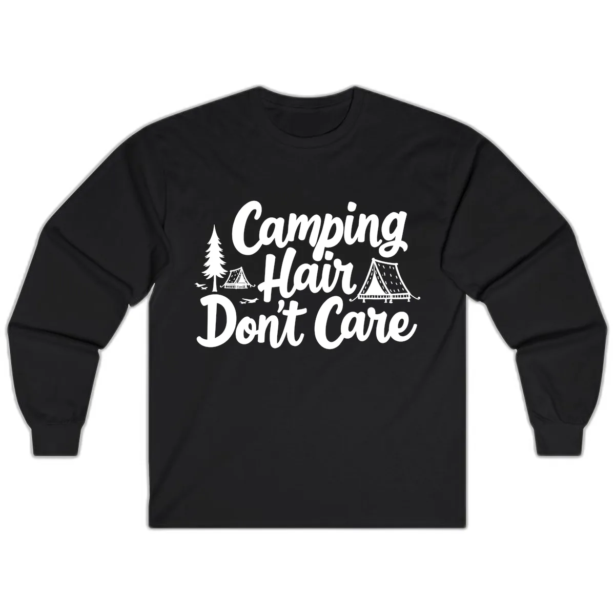 Camping Hair Don't Care Long Sleeve in Black