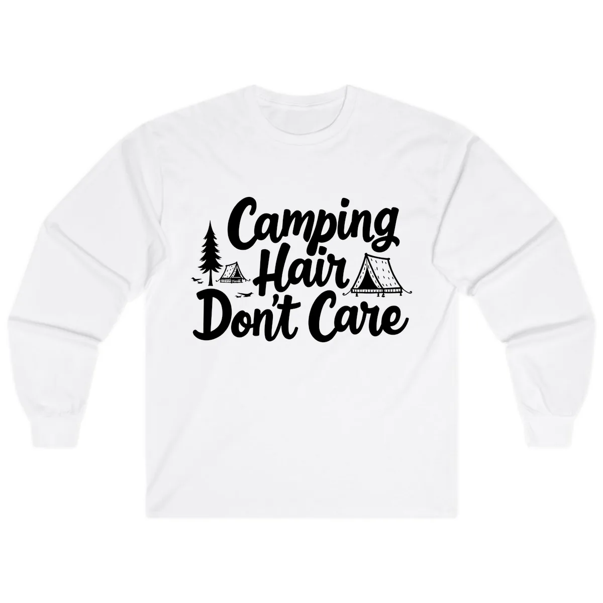 Camping Hair Don't Care Long Sleeve in White