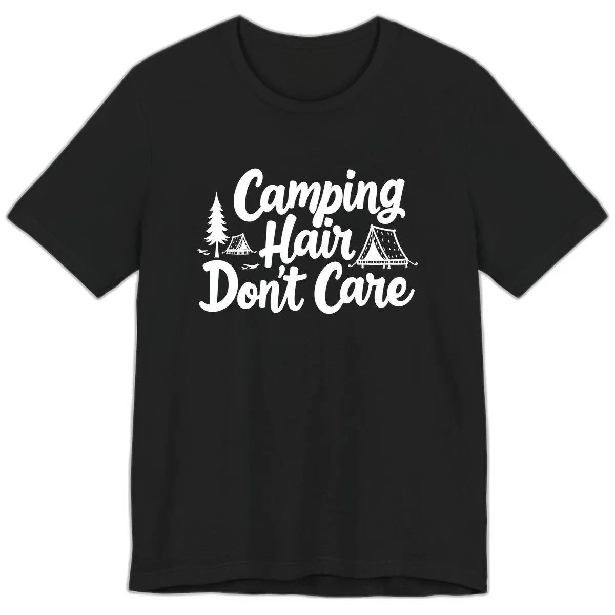 Camping Hair Don't Care Premium T-Shirt in Black