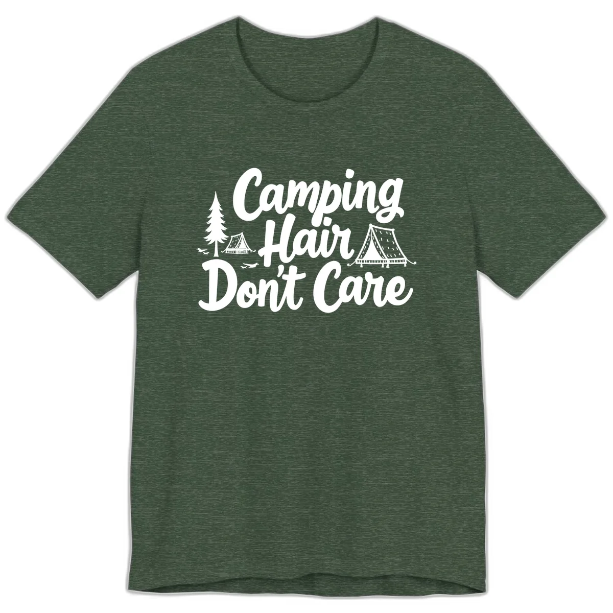 Camping Hair Don't Care Premium T-Shirt in Heather Forest
