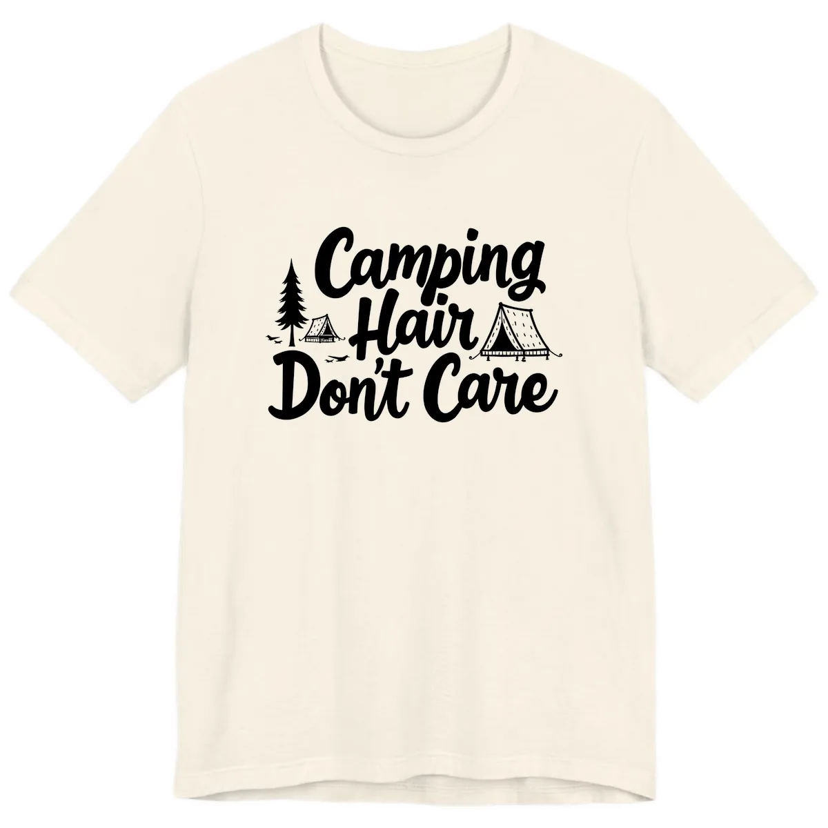 Camping Hair Don't Care Premium T-Shirt in Natural
