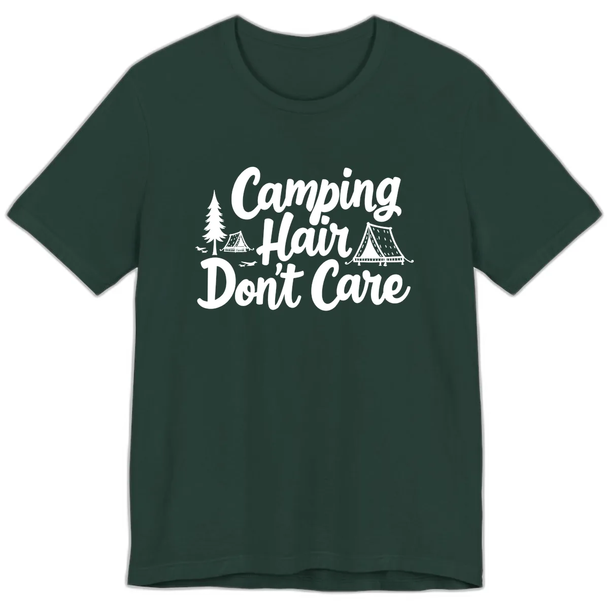 Camping Hair Don't Care Premium T-Shirt in Forest
