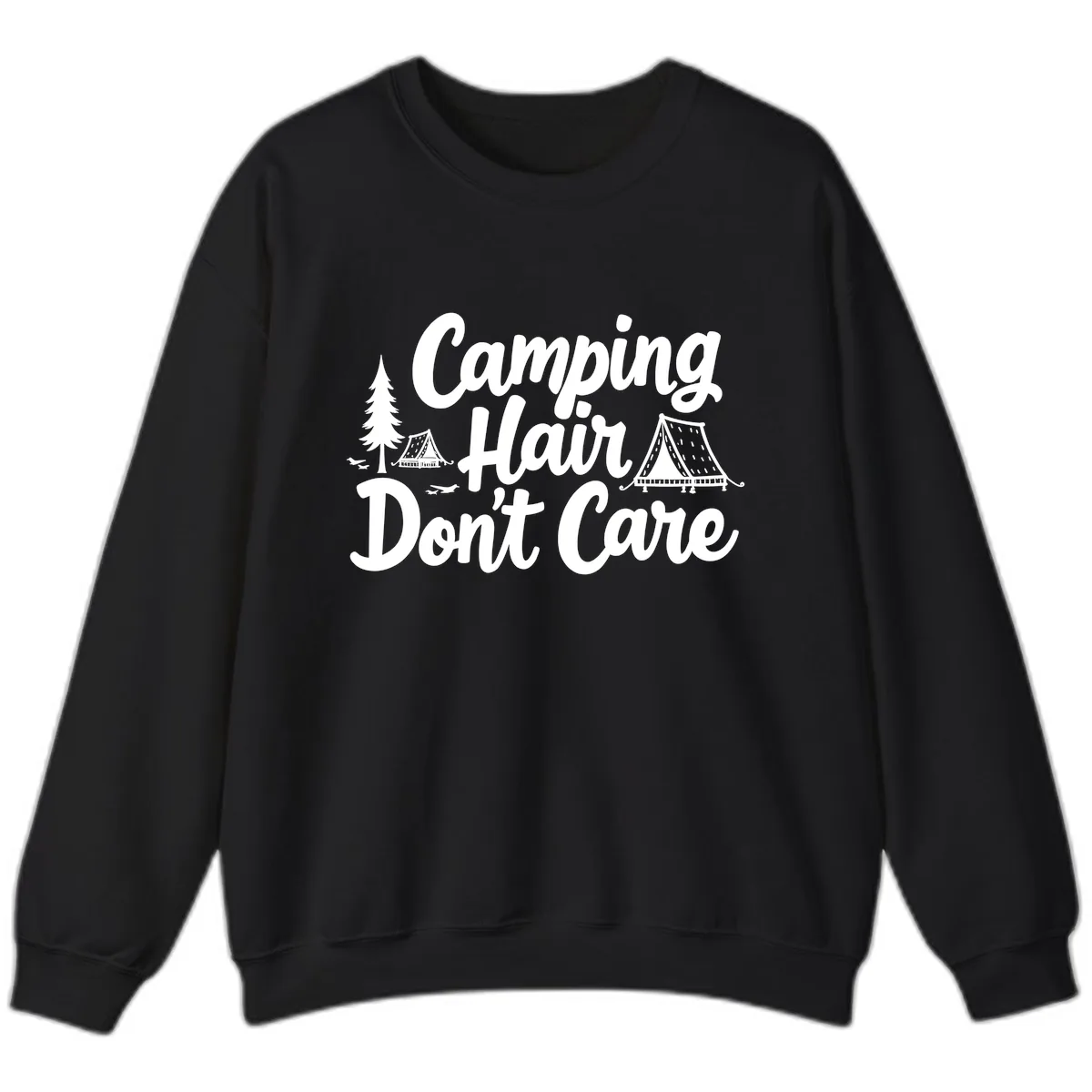 Camping Hair Don't Care Sweatshirt in Black