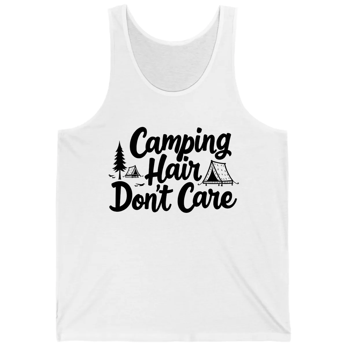 Camping Hair Don't Care Tank in White