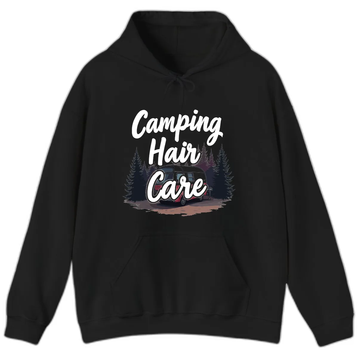 Camping Hair Care Retro Trailer Hoodie in Black