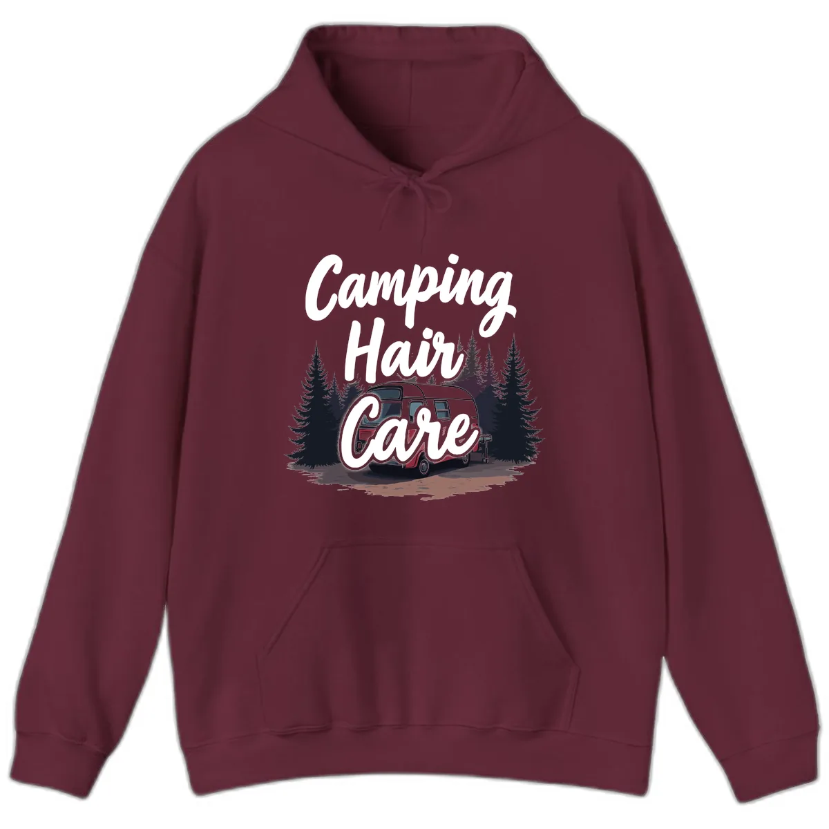 Camping Hair Care Retro Trailer Hoodie in Maroon