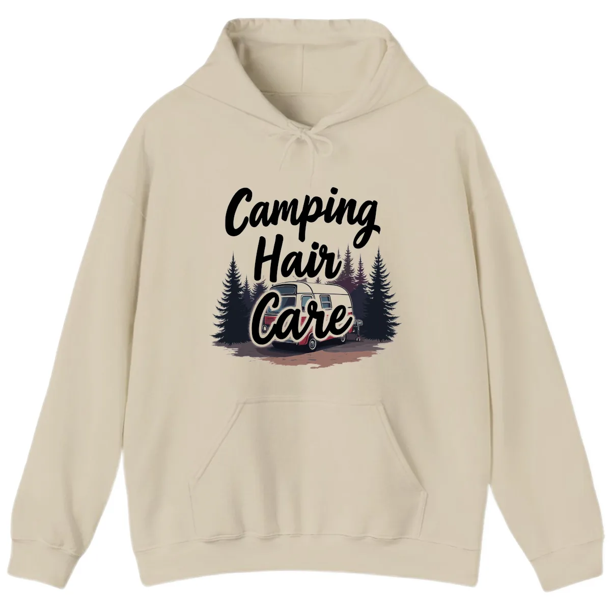 Camping Hair Care Retro Trailer Hoodie in Sand