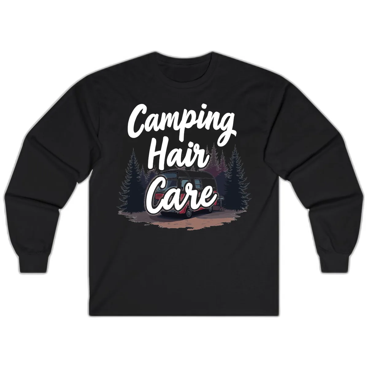 Camping Hair Care Retro Trailer Long Sleeve in Black