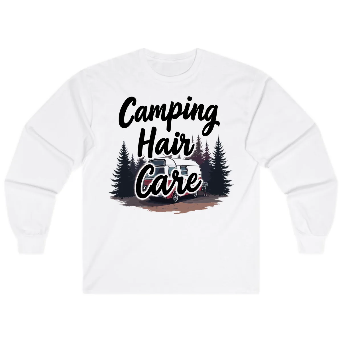 Camping Hair Care Retro Trailer Long Sleeve in White