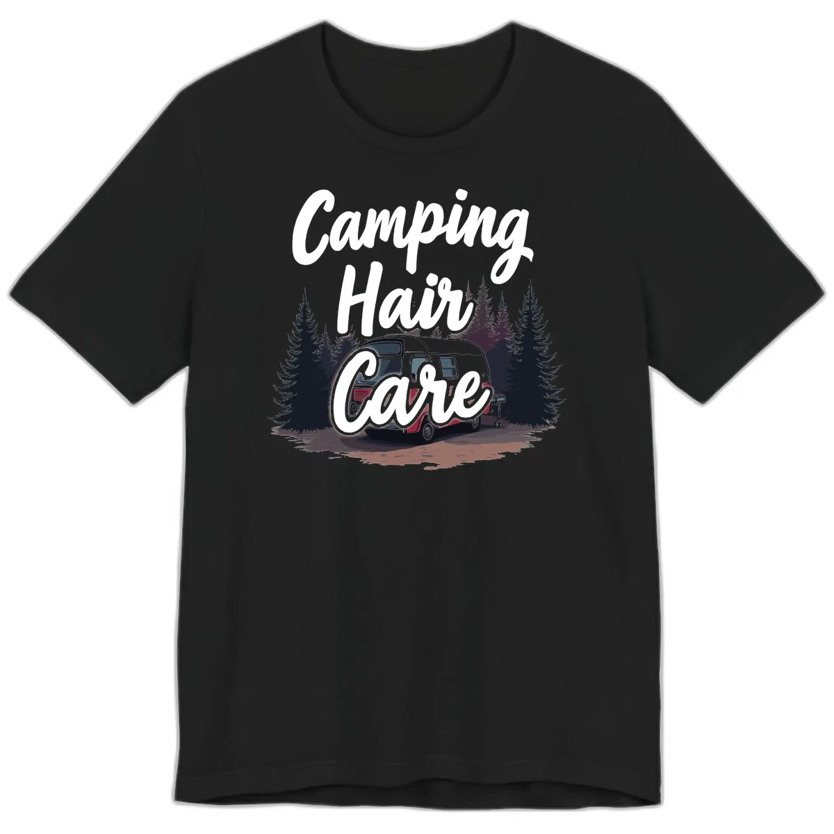 Camping Hair Care Retro Trailer Premium T-Shirt in Black