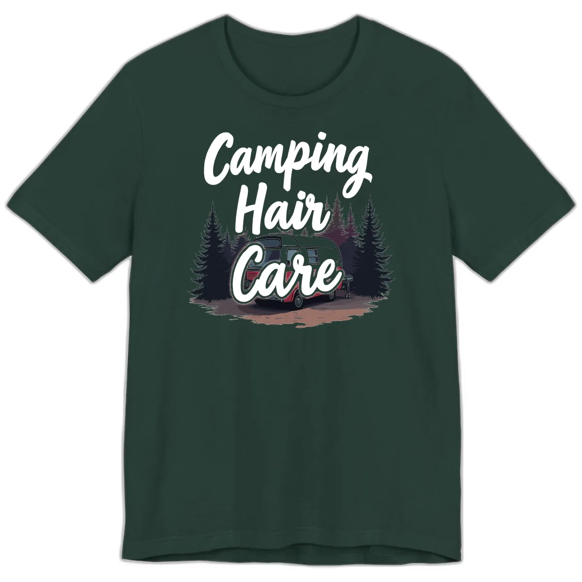 Camping Hair Care Retro Trailer Premium T-Shirt in Forest