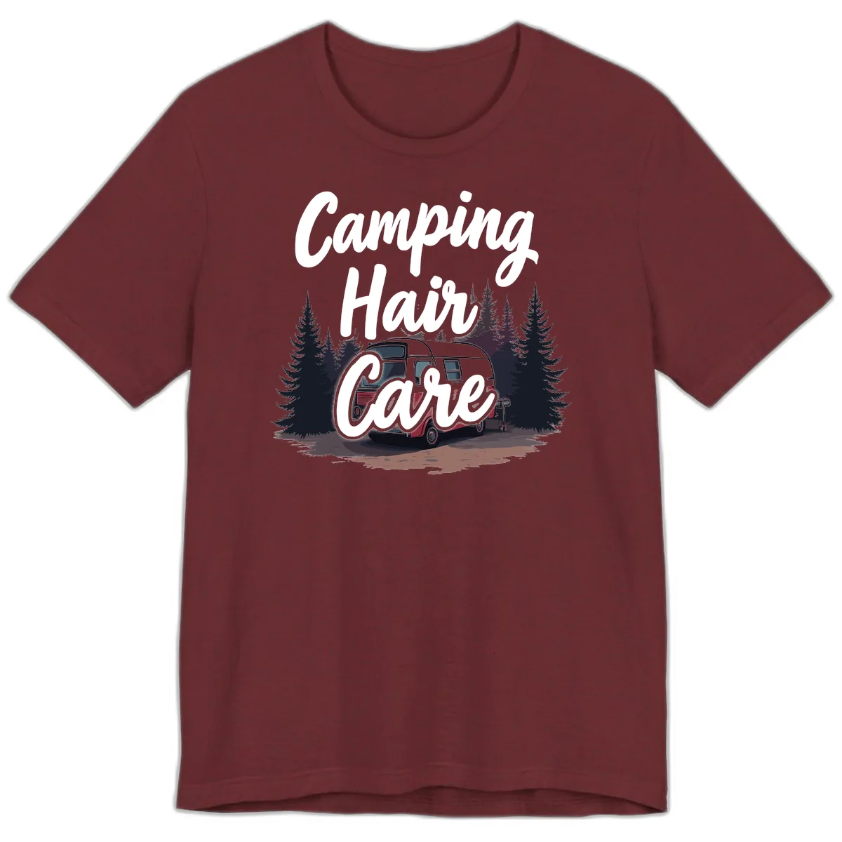 Camping Hair Care Retro Trailer Premium T-Shirt in Heather Cardinal
