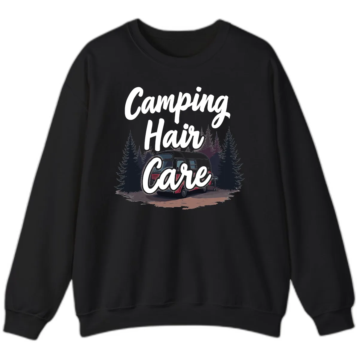 Camping Hair Care Retro Trailer Sweatshirt in Black