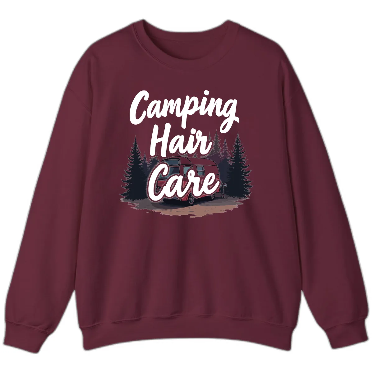 Camping Hair Care Retro Trailer Sweatshirt in Maroon