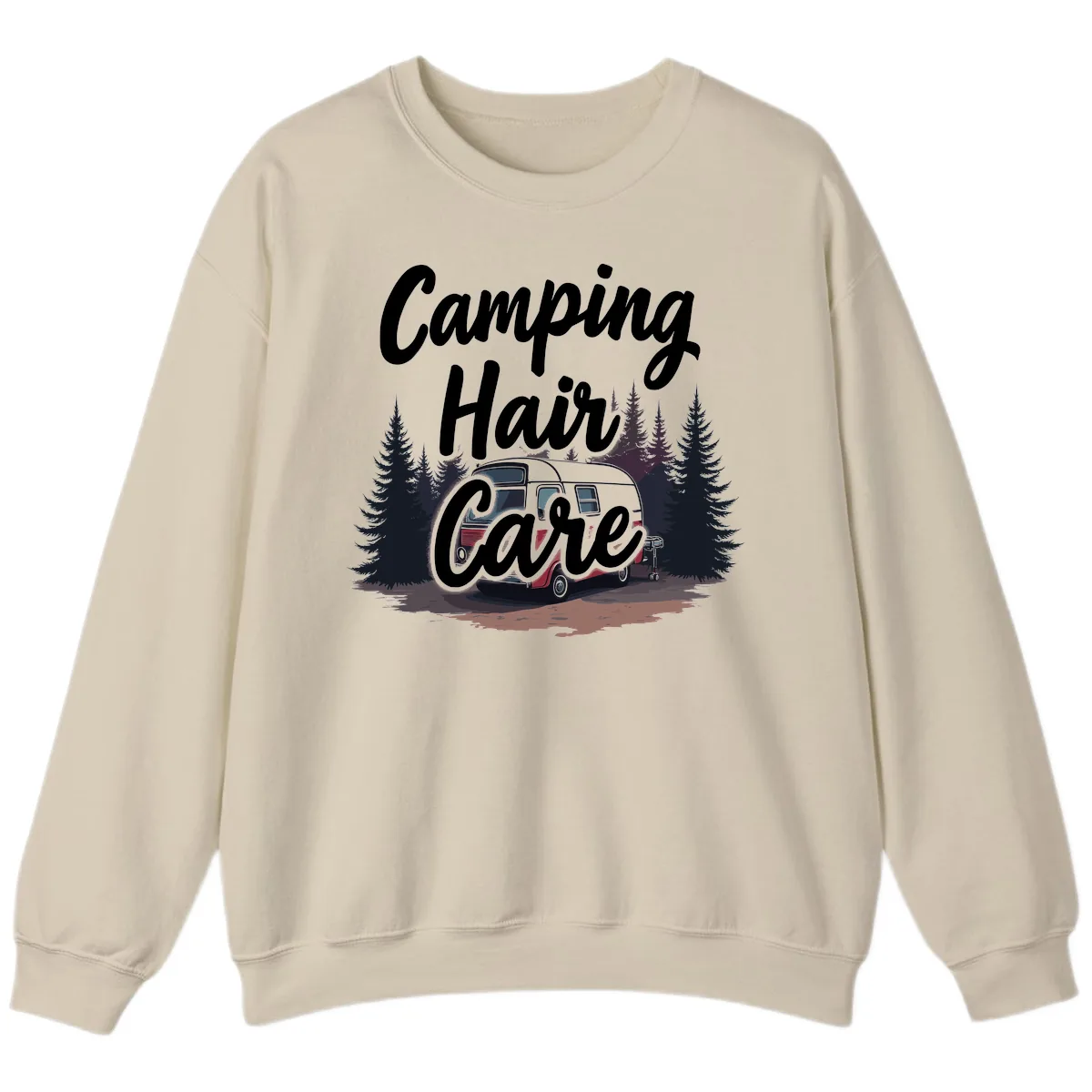 Camping Hair Care Retro Trailer Sweatshirt in Sand