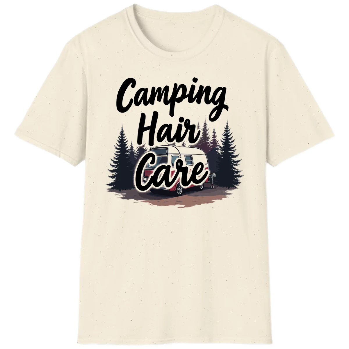 Camping Hair Care Retro Trailer T-Shirt in Natural