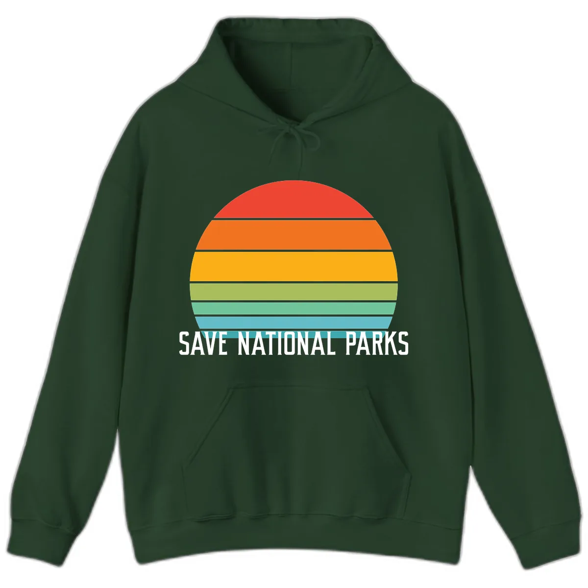 Save National Parks Sunset Layers Hoodie in Forest Green