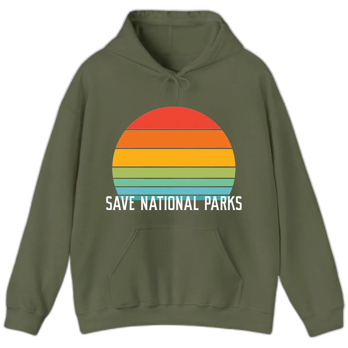 Save National Parks Sunset Layers Hoodie in Military Green