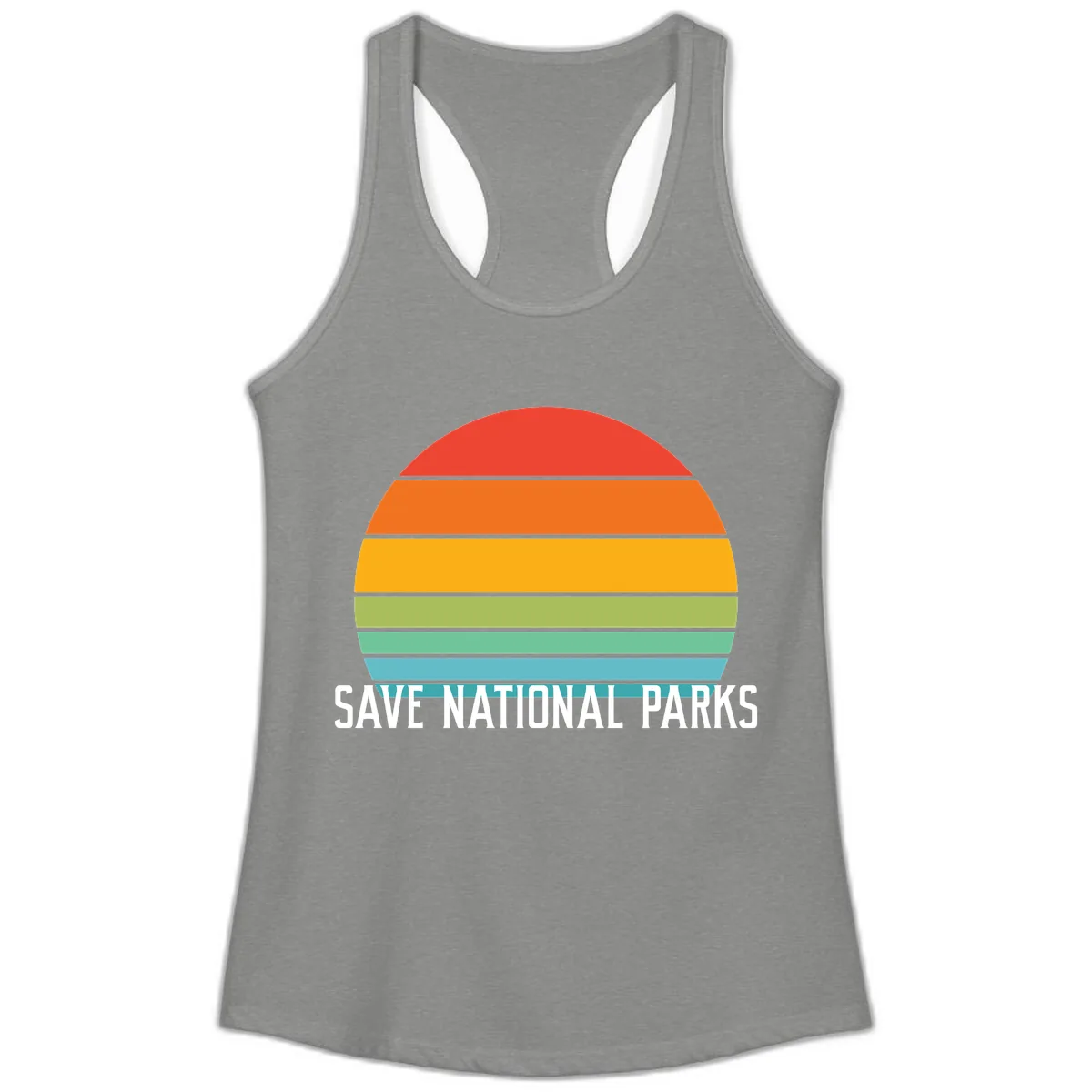 Save National Parks Sunset Layers Ladies Tank in Heather Grey