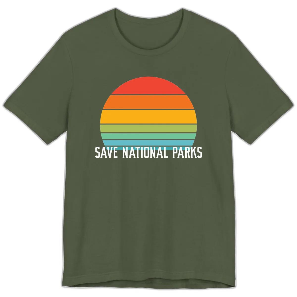 Save National Parks Sunset Layers Premium T-Shirt in Military Green