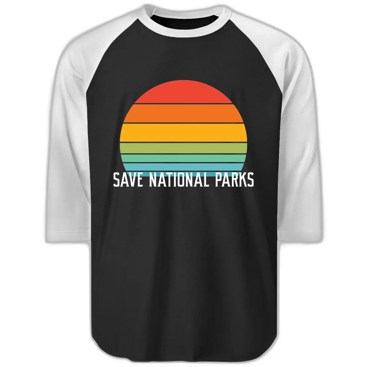 Save National Parks Sunset Layers Raglan 3/4 in Black White