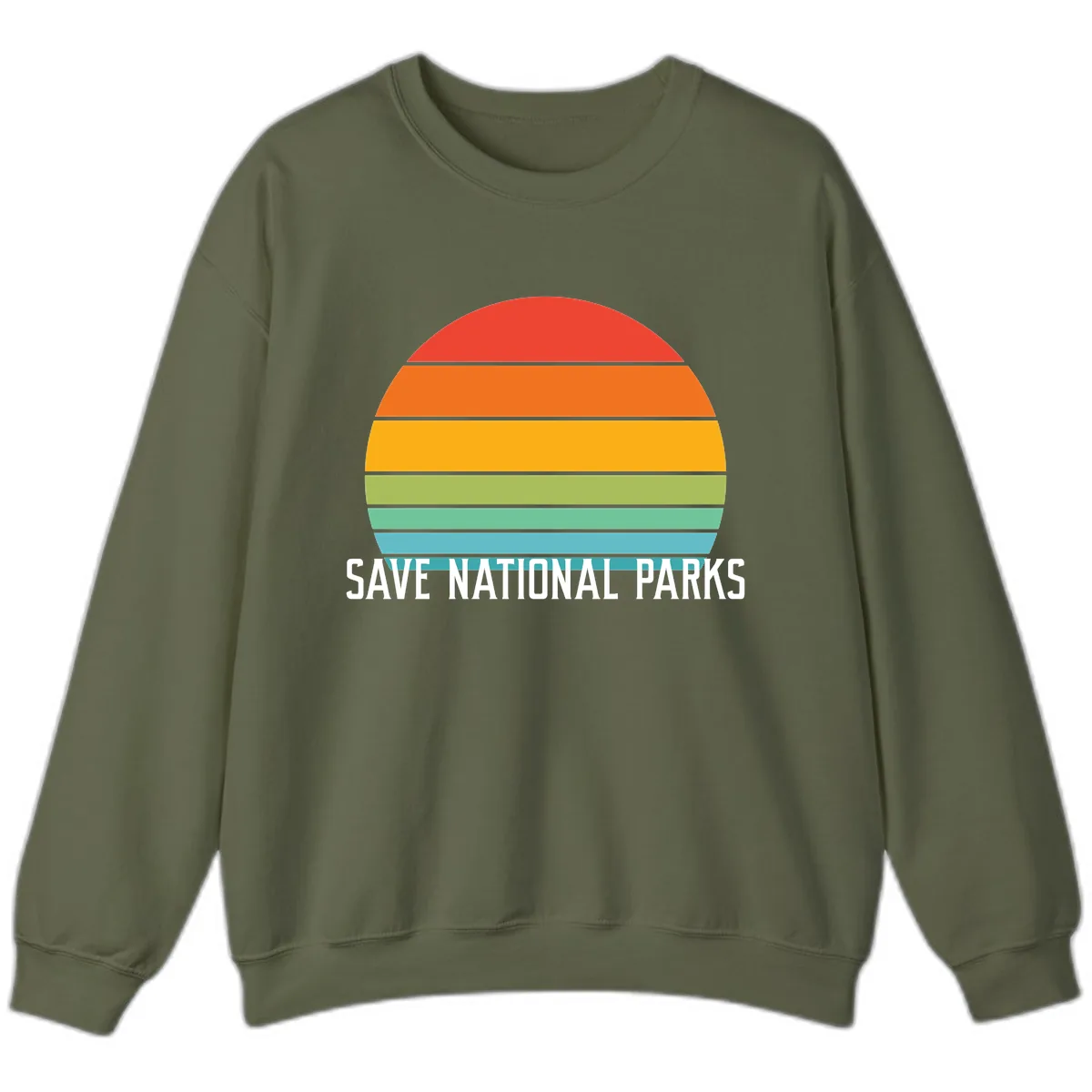 Save National Parks Sunset Layers Sweatshirt in Military Green
