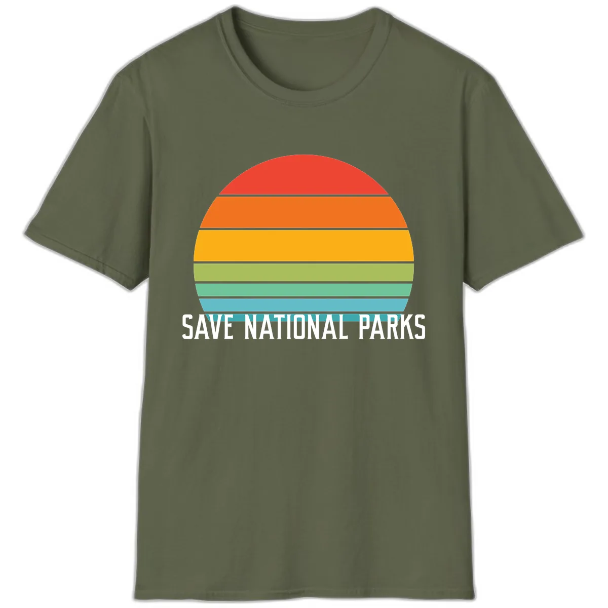 Save National Parks Sunset Layers T-Shirt in Military Green
