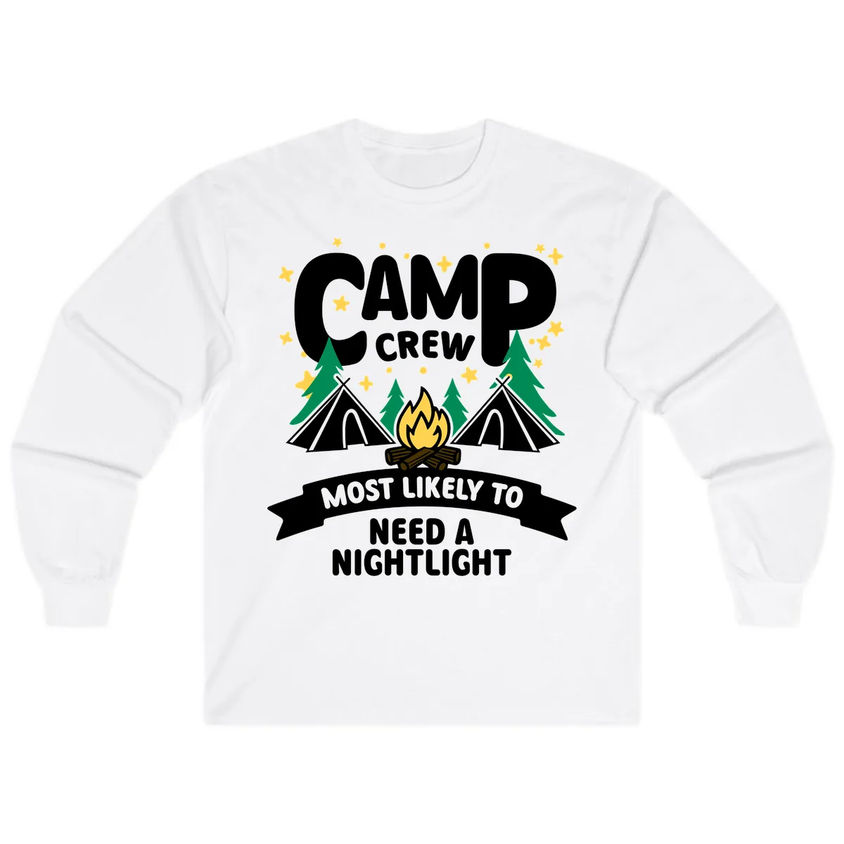Camp Crew Most Likely To Need A Nightlight Long Sleeve in White
