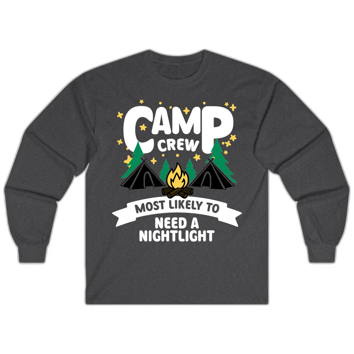 Camp Crew Most Likely To Need A Nightlight Long Sleeve in Dark Heather