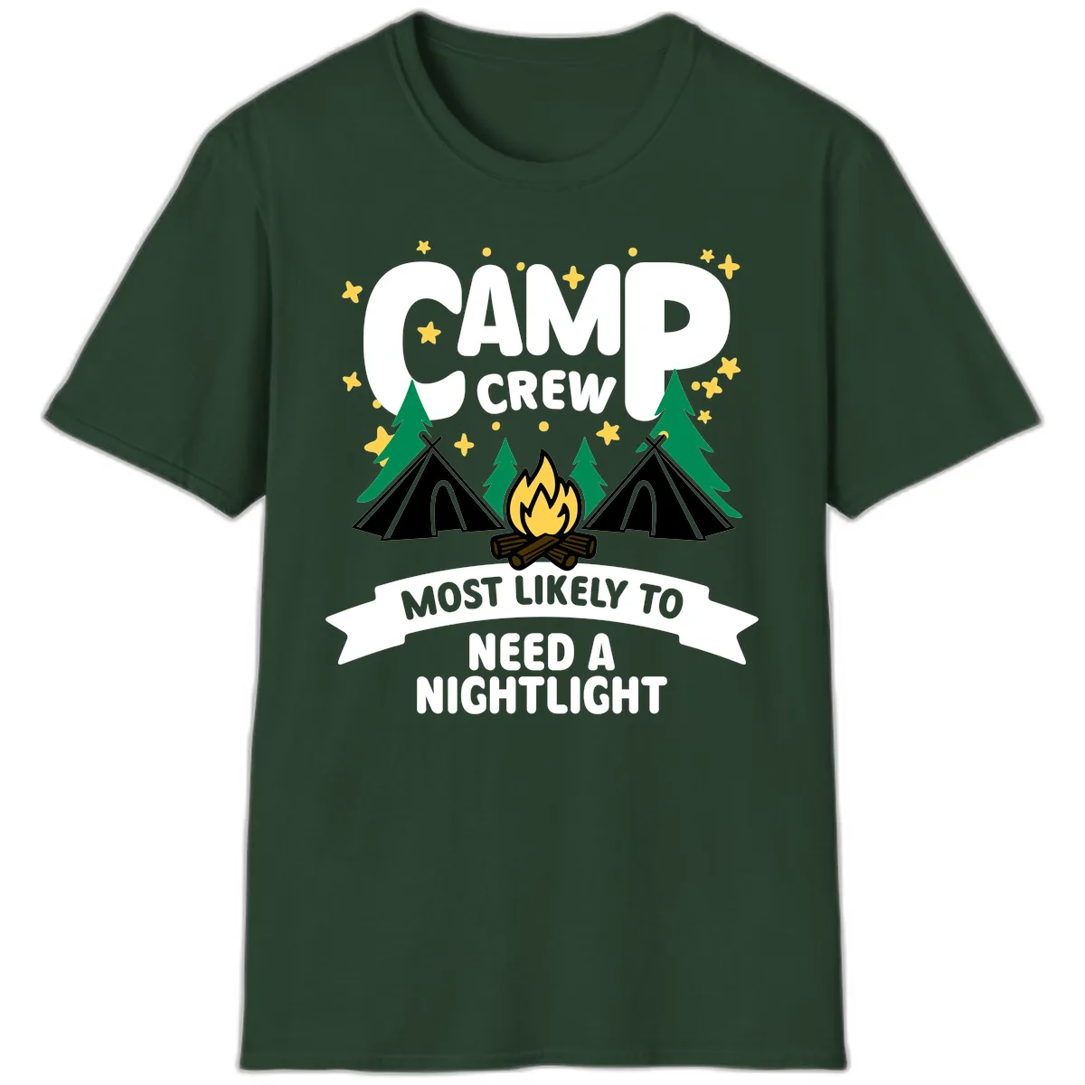 Camp Crew Most Likely To Need A Nightlight T-Shirt in Forest Green