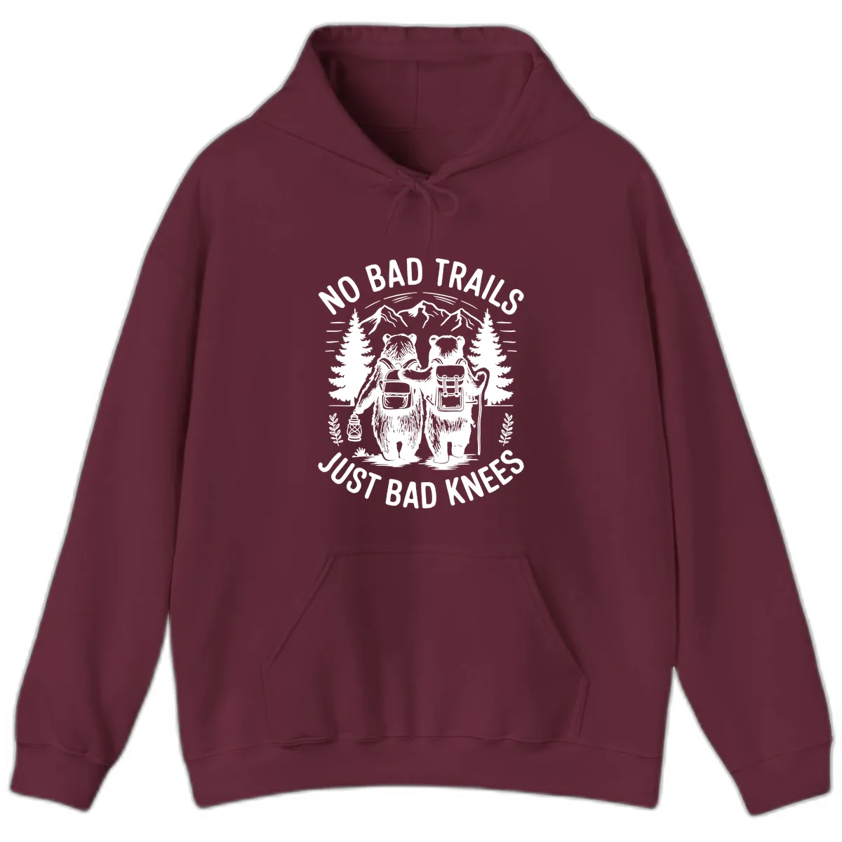 No Bad Trails Just Bad Knees Hoodie in Maroon