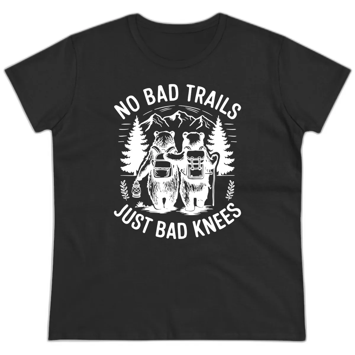 No Bad Trails Just Bad Knees Ladies Tee in Black