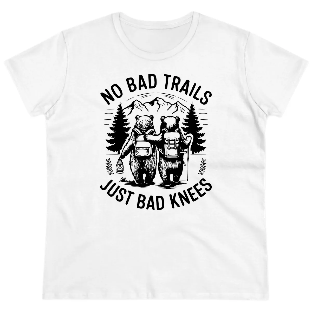 No Bad Trails Just Bad Knees Ladies Tee in White