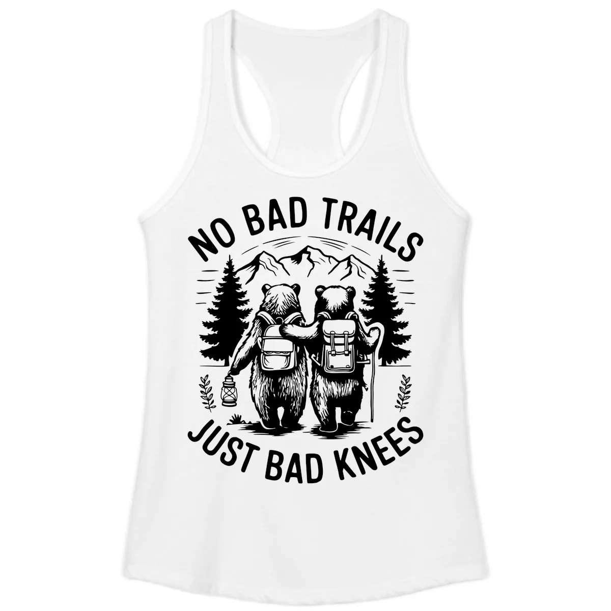 No Bad Trails Just Bad Knees Ladies Tank in White