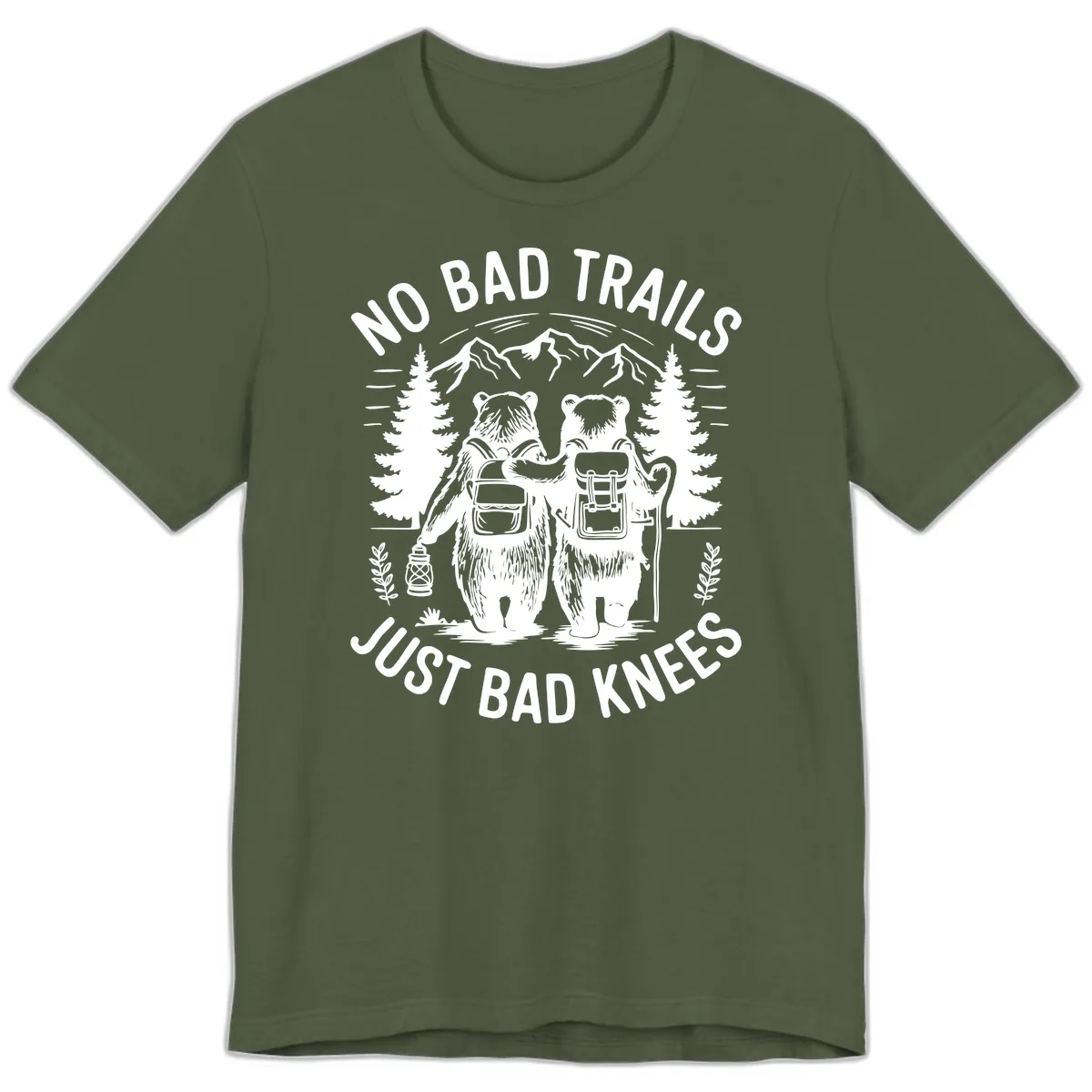 No Bad Trails Just Bad Knees Premium T-Shirt in Military Green