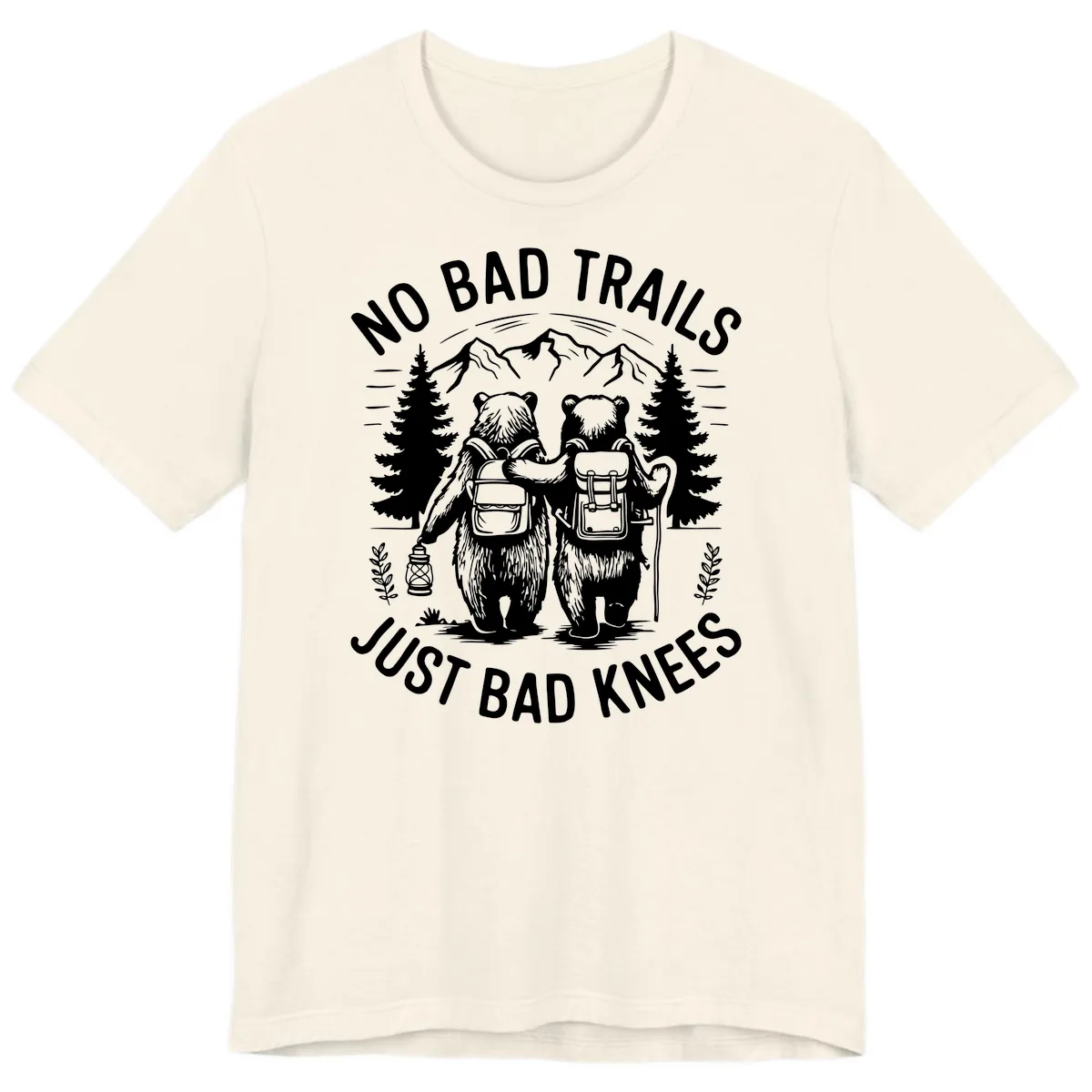 No Bad Trails Just Bad Knees Premium T-Shirt in Natural