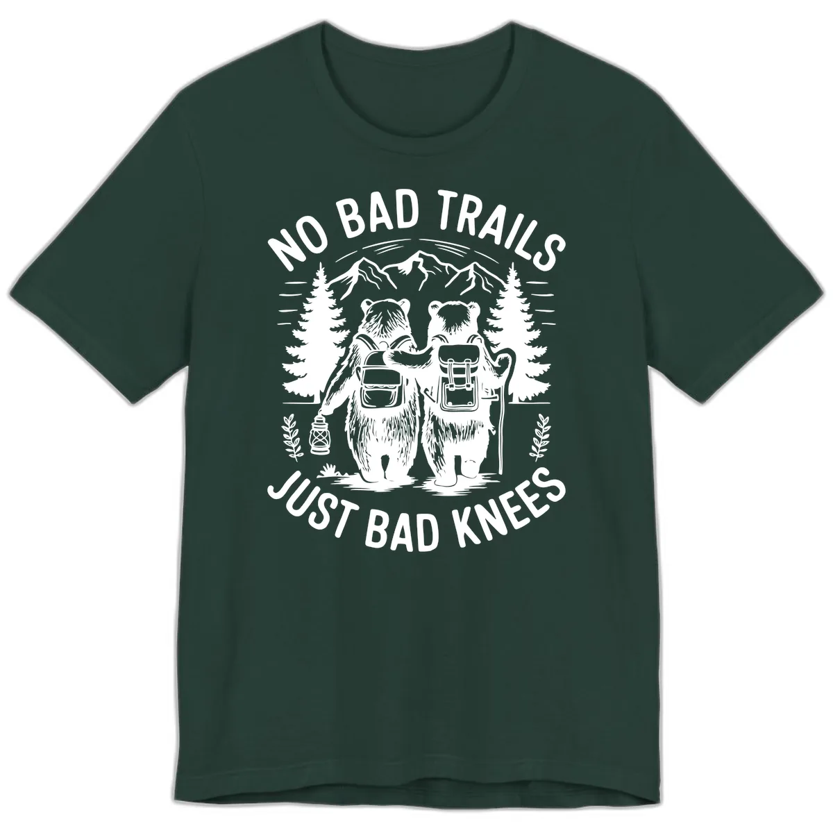 No Bad Trails Just Bad Knees Premium T-Shirt in Forest