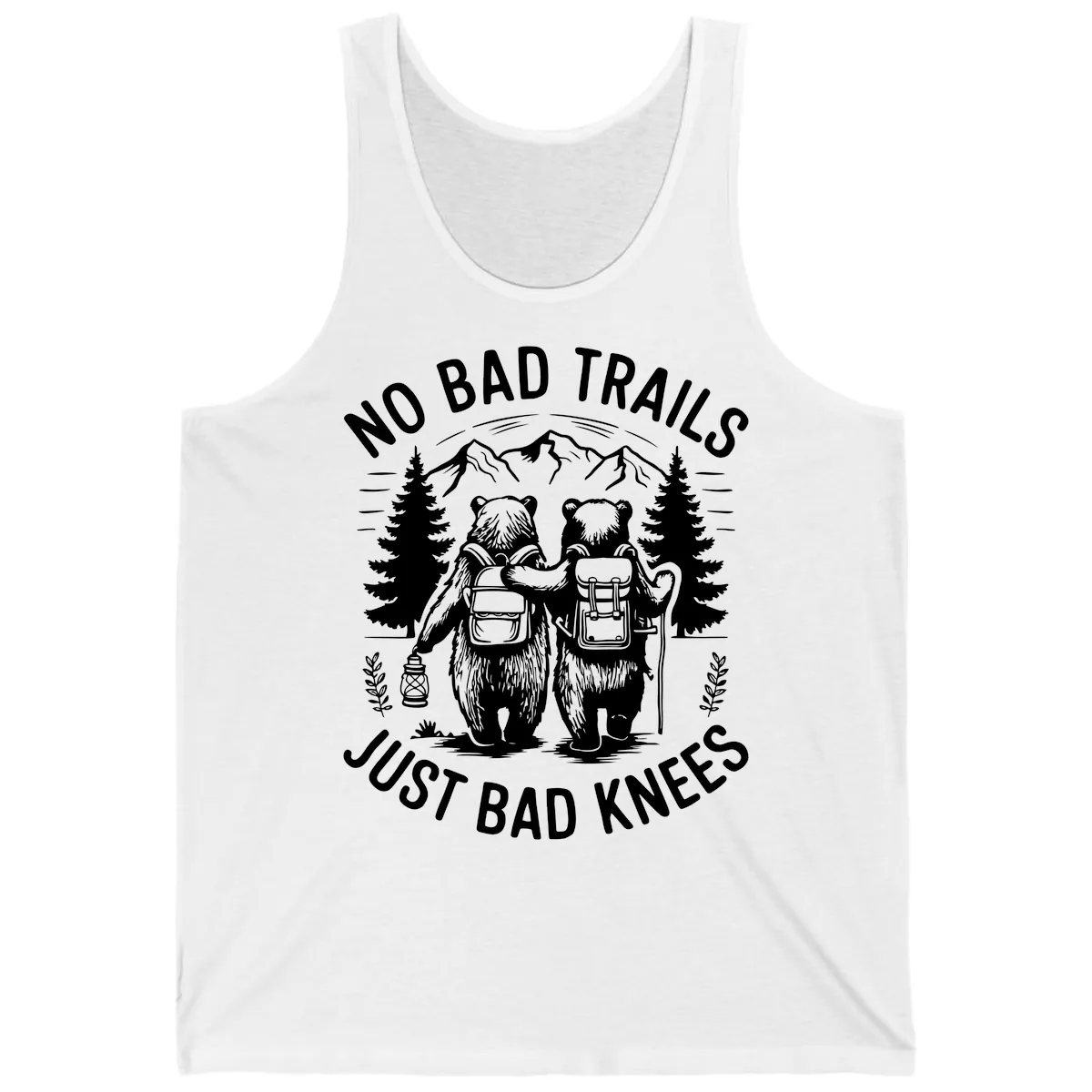 No Bad Trails Just Bad Knees Tank in White